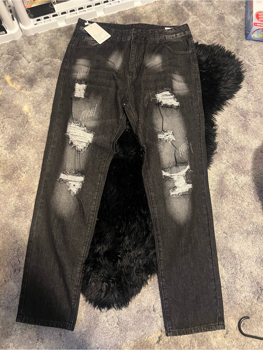Men's Distressed Black Ripped Jeans